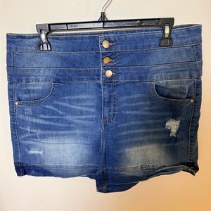 Tinseltown Distressed Blue Jean Shorts